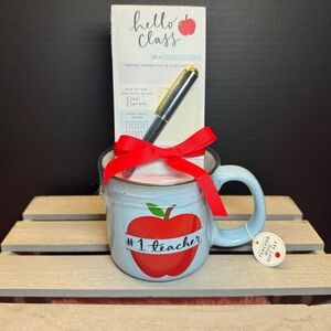 #1 Teacher Mug with Red Apple Design